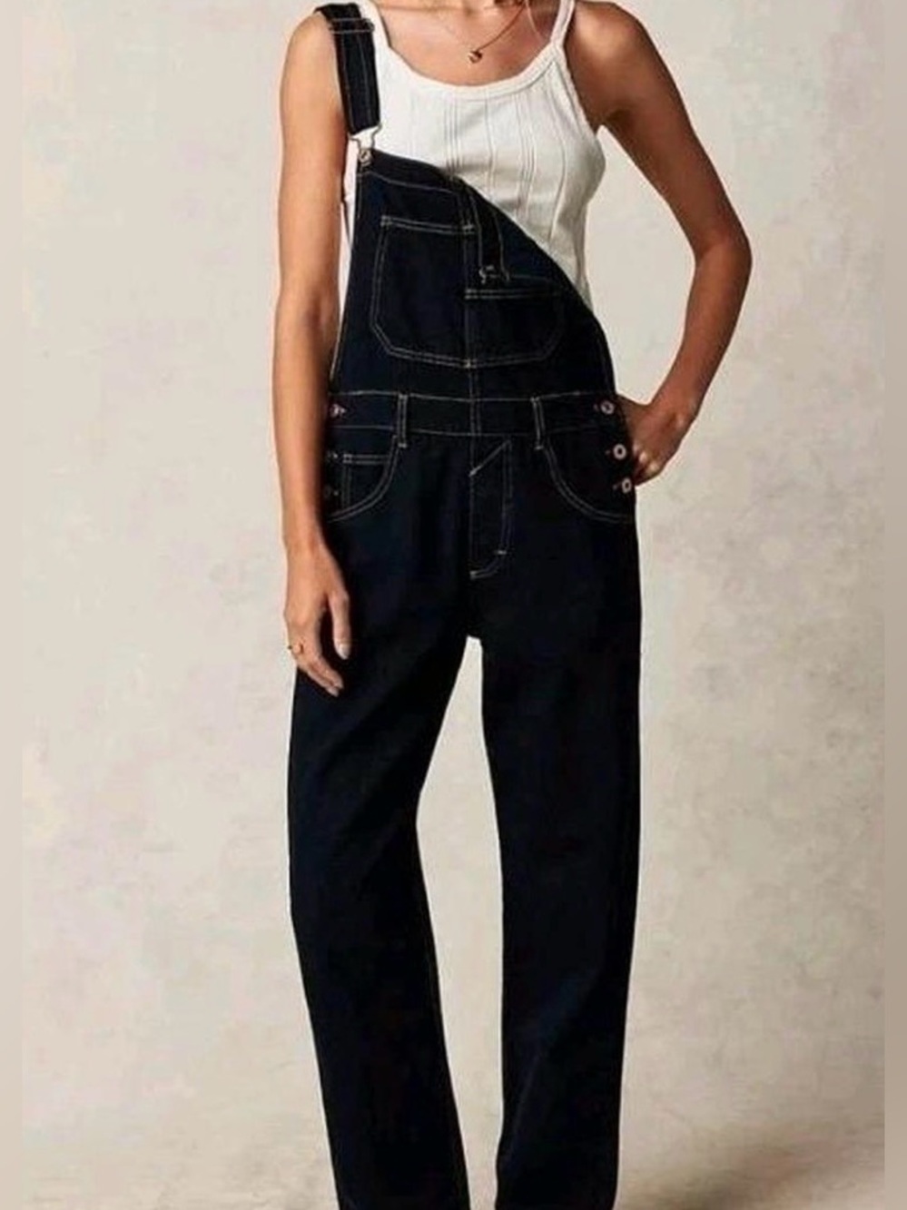 Free People We The Free Ziggy Denim Overalls Dark Wash Size L